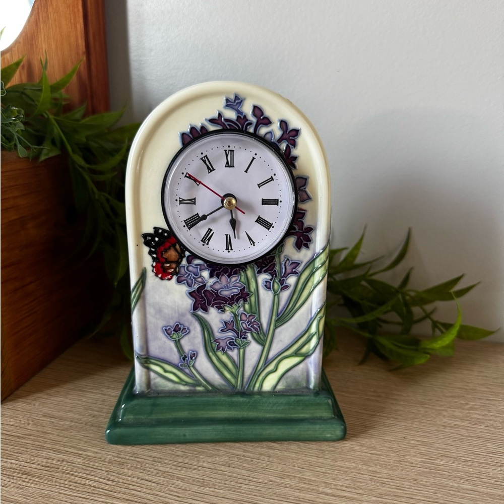 Floral Ceramic Old Tupton Ware Clock with Butterfly Design